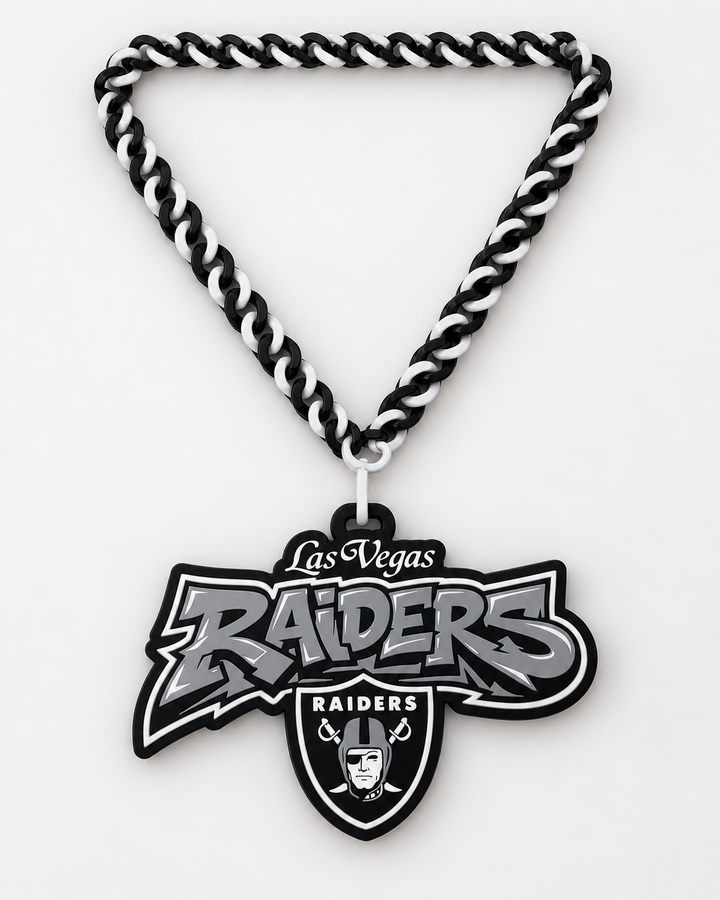 Las Vegas Raiders logo pendant and black white chain