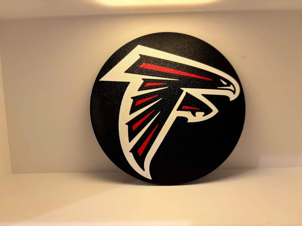 Falcons coaster photographed in the studio