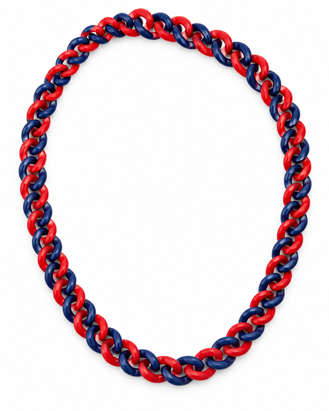 Cuban chain style example in red and navy blue; pendant not included